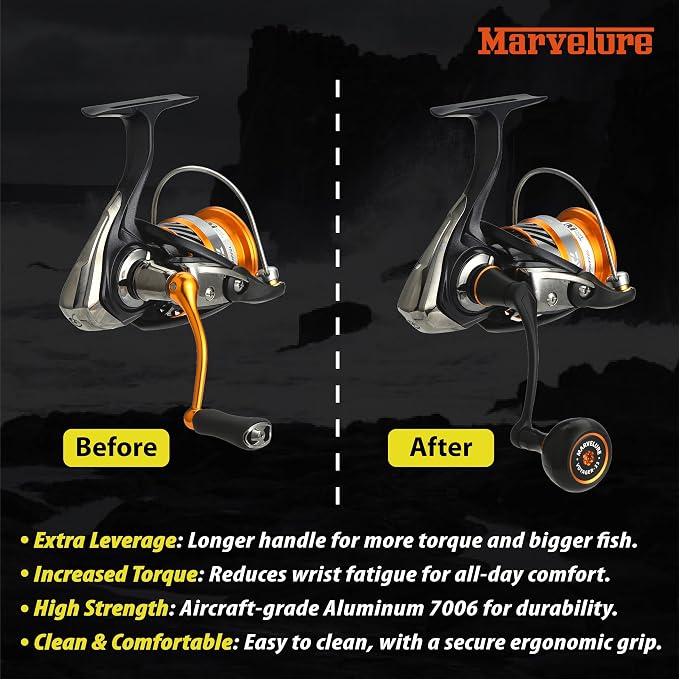 Locked-Type Power Handle (Hexagon Shaft) Compatible for Daiwa Revros LT Crossfire LT Legalis LT Regal LT Laguna LT Eliminator QR Spinning Reels