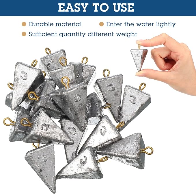 Shimeyao 18 Pieces Pyramid Sinkers Fishing Weights Triangle Fishing Sinkers Rig Pyramid Sinker for Ocean Saltwater Surf Bass Casting Gear Tackle
