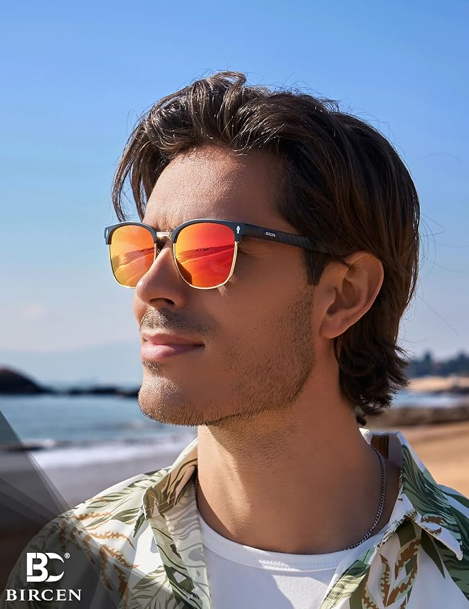 BIRCEN Mens Polarized Sunglasses for Driving: Al-Mg Metal UV Protection Sun Glasses Square Shades for Fishing Travel 2026