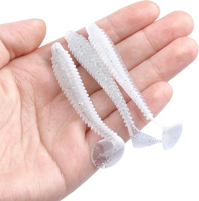 Paddle Tail Swimbaits 100/80/50PCS, 5/4/3/2 inch Soft Fishing Lures Bulk Pack – Durable Lifelike Action Lures for Bass, Trout, Crappie – Freshwater & Saltwater Fishing Gifts