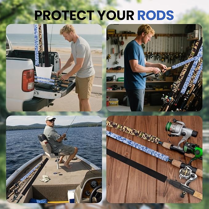 Neoprene Camo Fishing Rod Sleeves,Fishing Pole Sleeves,Fishing Rod Socks | UV Resistance,Puncture Resistant, Protect Casting, Spinning, Trolling Fishing Rods, Storage, tangled-free,75in,68in,60in