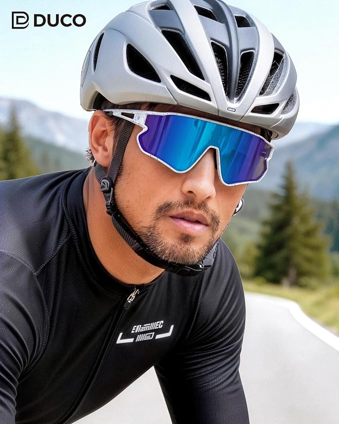 DUCO Polarized Sports Sunglasses for Men Women: UV400 Protection 24g Wrap Around Glasses for Baseball Running Hiking DC0023