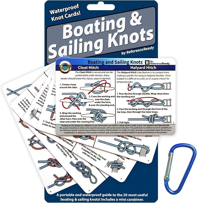 ReferenceReady Boating and Sailing Knot Cards - Waterproof Guide to 20 Nautical Knots