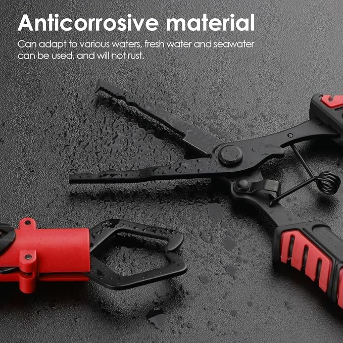 mouhike Fishing Pliers Fish Lip Gripper Fishing Tool Kit Muti-Function Saltwater Fishing Line Cutter Hook Remover with Sheath Lanyard, Fly Ice Fishing Gear Fishing Gifts for Men Women