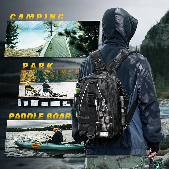 Ghosthorn Fishing Backpack Waterproof Tackle Bag Sling Bag Gift