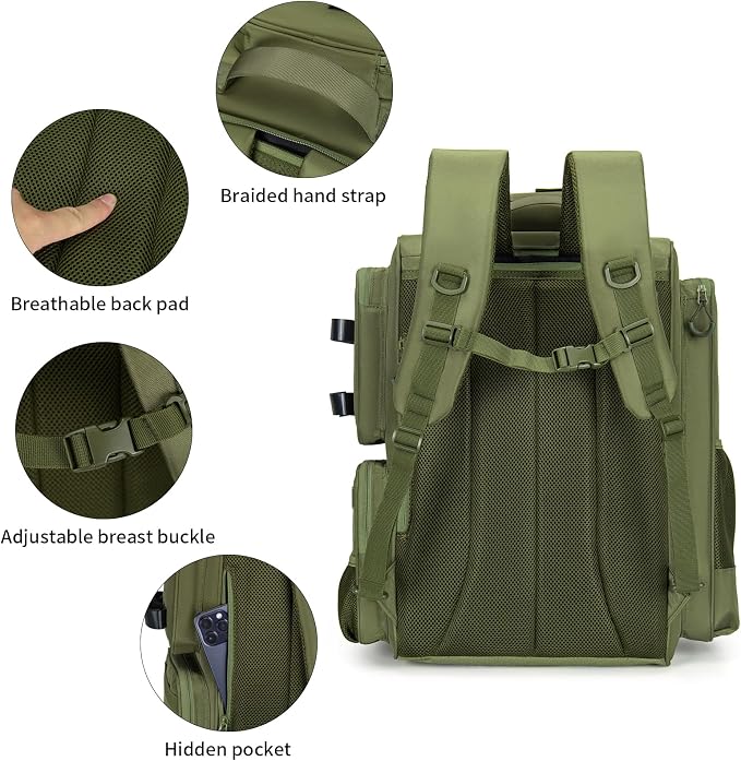 WANOON Fishing Backpack,Tackle Bag,with Tackle Boxes. Large Fishing Bag, Strong Materials