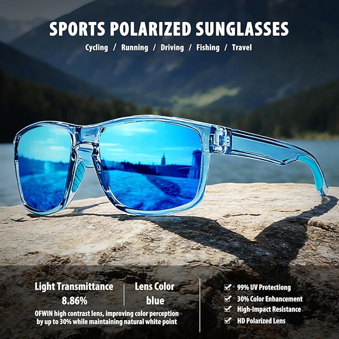 Sports Polarized Sunglasses for Men Women UV Protection Unbreakable Driving Running Fishing Hiking Sun Glasses
