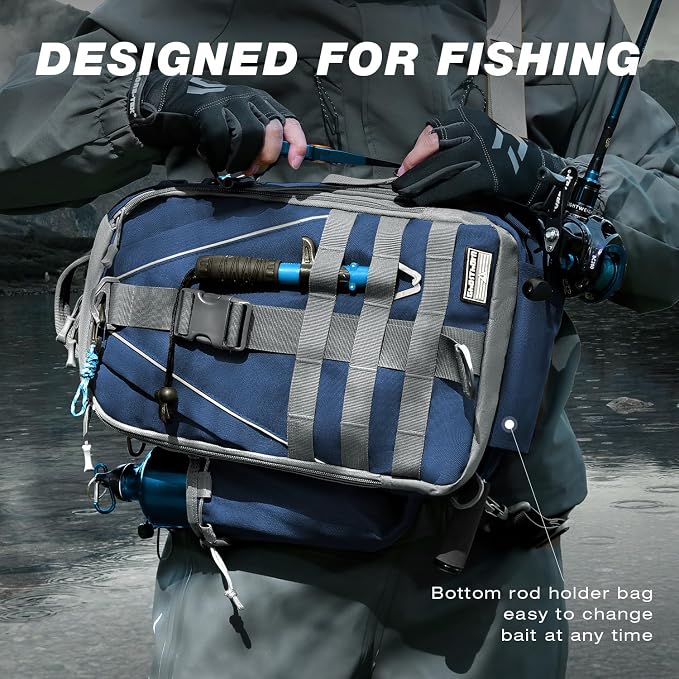 Ghosthorn Fishing Backpack Waterproof Tackle Bag Sling Bag Gift