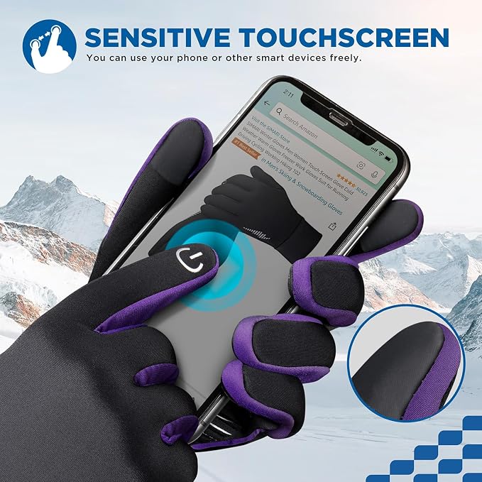 SIMARI Winter Gloves for Women Men - Cold Weather Thermal Touch Screen Ski Snow Glove Liners, Non-Slip Palm & Warm Fleece Lined, for Running Cycling Driving Hiking Walking Sports Outdoor Texting Work