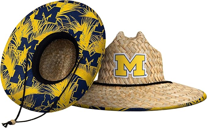 FOCO Men's NCAA College Team Logo Floral Straw Sun Hat