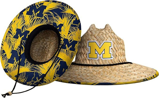 FOCO Men's NCAA College Team Logo Floral Straw Sun Hat