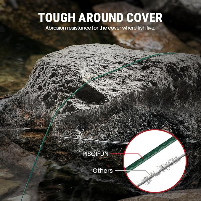 Piscifun Onyx Braided Fishing Line, Superline Abrasion Resistant Braided Lines, Zero Stretch Super Strong, Low Memory, Fast Water Cutting PE Fishing Lines, 6lb-150lb