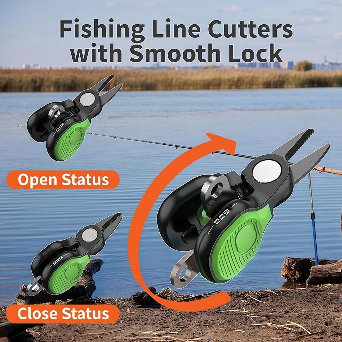 2 Pack Mini Fishing Scissors & Gentle-Return Keychain, Upgrade Fishing Line Cutters with Smooth Lock, Braided Fluorocarbon Line Cutter, Compact Stainless Steel Snips Fishing Clippers Rust-Resistant