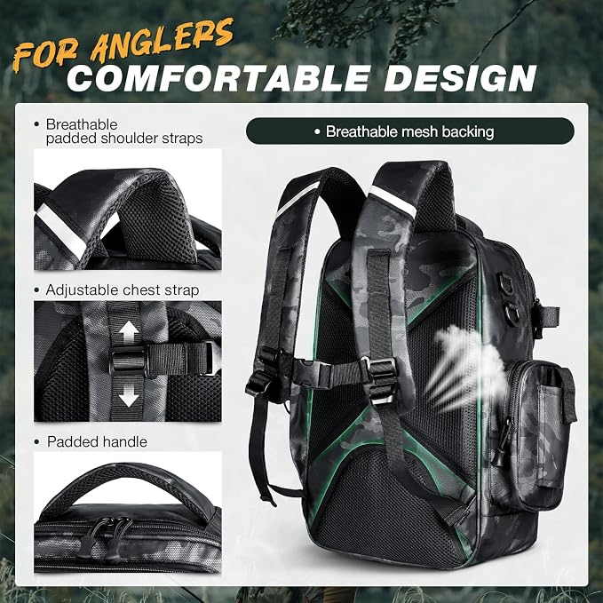 Ghosthorn Fishing Backpack Waterproof Tackle Bag Sling Bag Gift