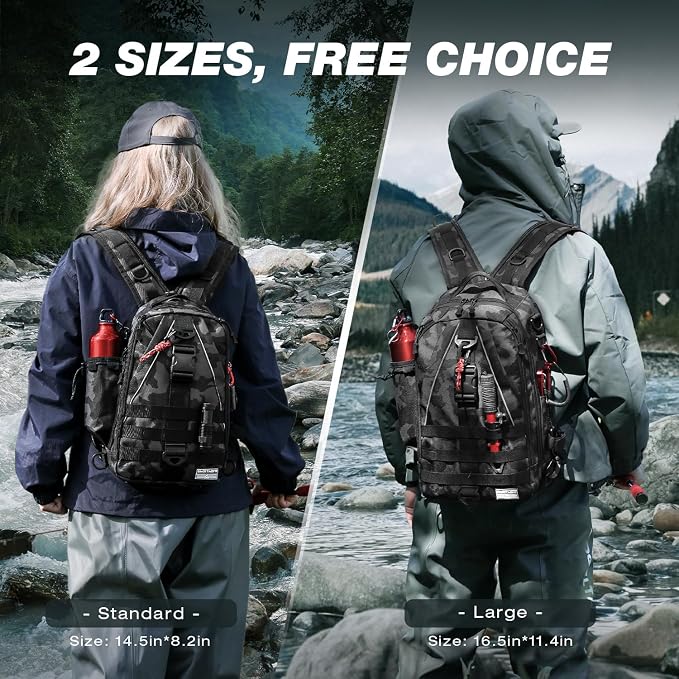 Ghosthorn Fishing Backpack Waterproof Tackle Bag Sling Bag Gift