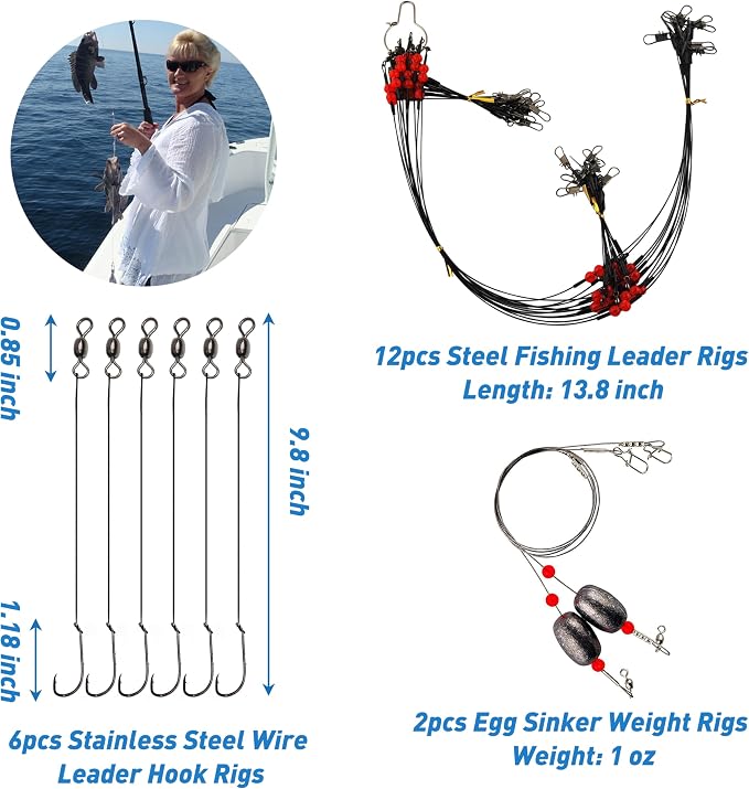 Saltwater Fishing Tackle Kit,131pcs Surf Fishing Gear with Saltwater Fishing Lures Fish Finder Rigs Pyramid Sinkers Hooks Swivels Wire Leaders Spoon Lure Bobbers Various Accessories