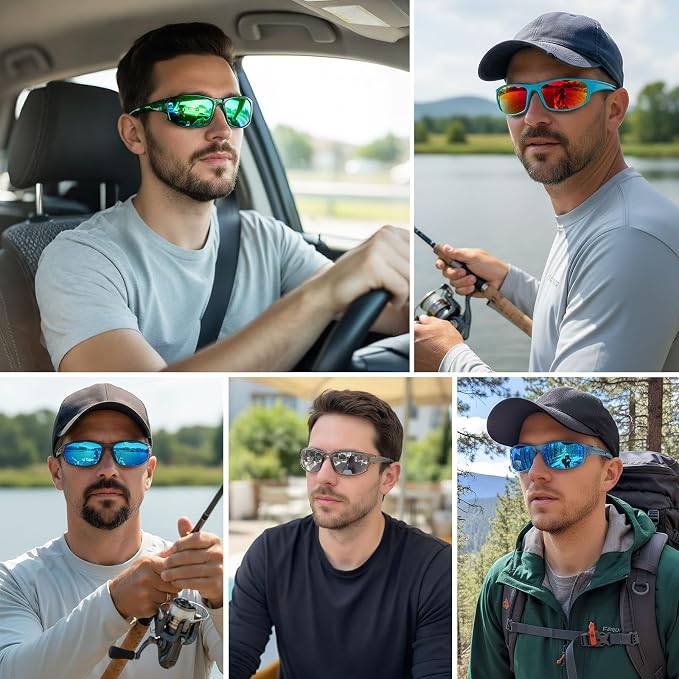 Sports Polarized Sunglasses for Men Women Wrap Around Sun Glasses Fishing Cycling Driving Running UV Protection