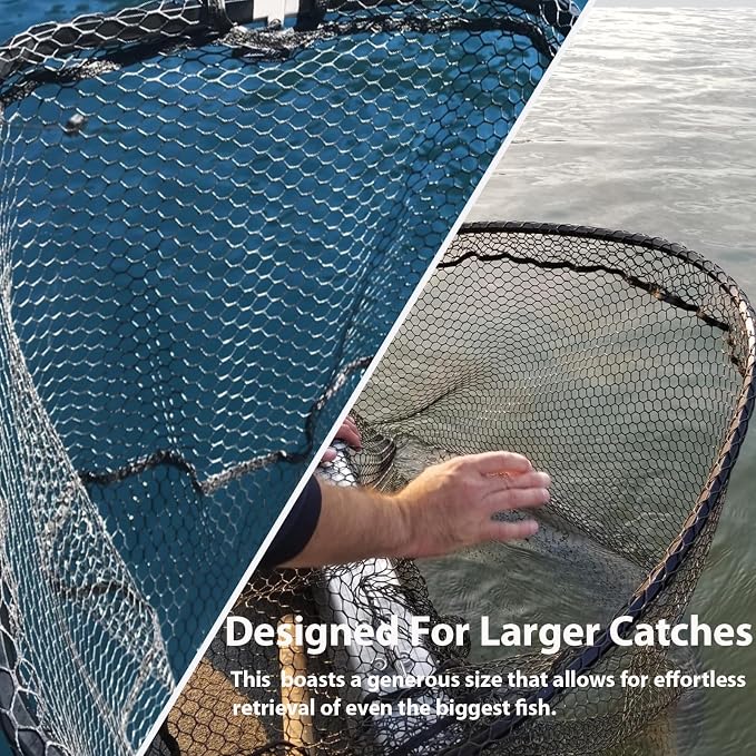 Rubber Coated Replacement Fishing Net Hook Resist for Landing Net, 24" to 36" Deep Net for Larger Catches