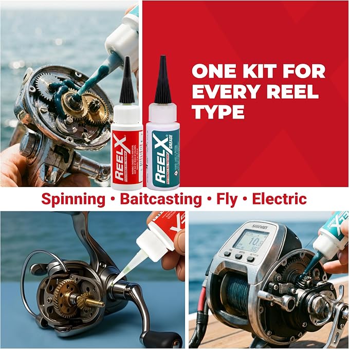 ReelX Fishing Reel Grease, Marine-Grade Anti-Rust Lubricant for Bearings, Spinning, Baitcasting, Spincast, Fly, Trolling & Electric Reels, Corrosion Prevention & Control