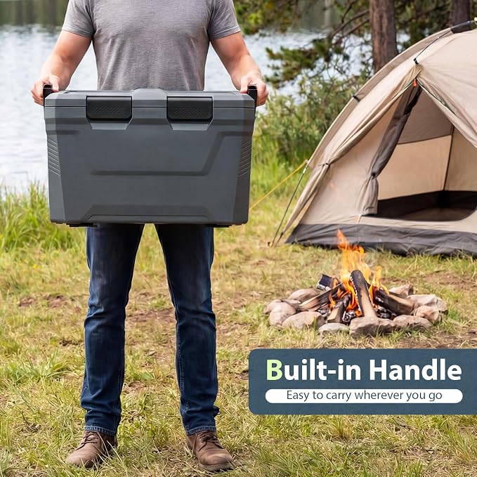 COSTWAY Insulated Portable Cooler, Hard Shell Ice Chest w/ 2 Cup Holders, Bottle Opener, Drain Plug, 3-Day Ice Retention, Outdoor Leak-Proof Dry Box for Beach, Camping, Fishing, Picnic