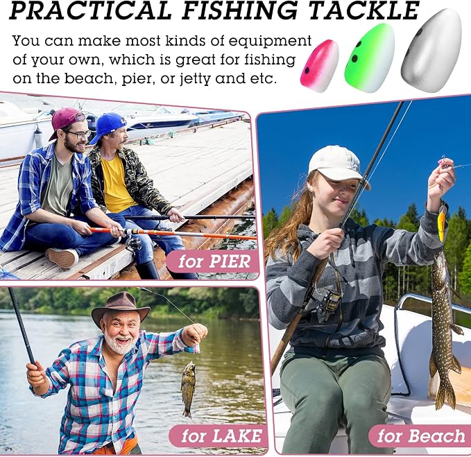Skylety 60 Pieces Foam Floats Bullet Fishing Foam Snell Fishing Rig Floats Spinner Oval Pompano Rigs Fly Strike Indicators for Trout Catfish Walleye