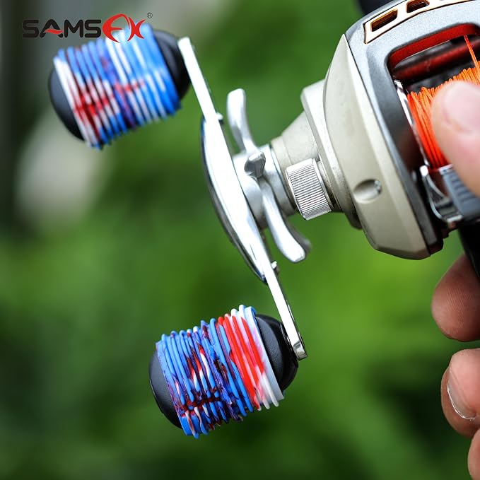 SAMSFX Rubber Fishing Reel Handle Grip Sleeve Non-Slip Baitcaster Knob Covers for Casting or Spinning Reel