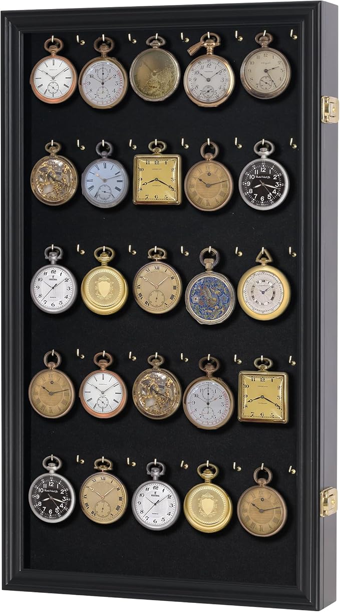 Fishing Lures, Keychain Display Case Pocket Watch Collection Display Case - Keyring Golf Bag Tag Luggage Tag Collection Showcase Shadow Box (Black Finish)