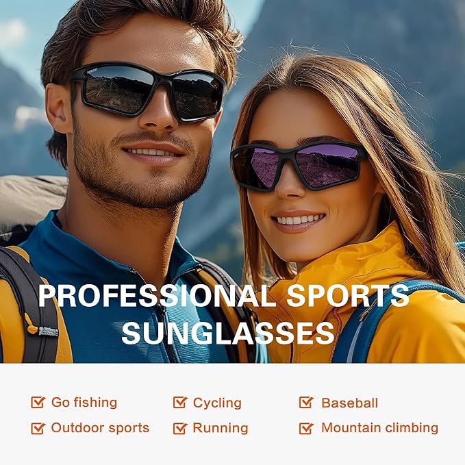 suoso Sports Polarized Sunglasses for Men: TR90 UV400 Protection Sun Glasses Squash Goggles Wrap Around Goggles for Drving