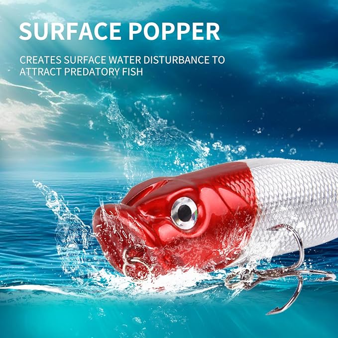 TSKS Fishing Artificial Lures Kit Mixed Including Front Diving Fin Minnow Surface Popper Crank Baits Pencil VIB with Hook and Soft Lures Accessories for Saltwater Freshwater Trout Bass Tackle Gift Set