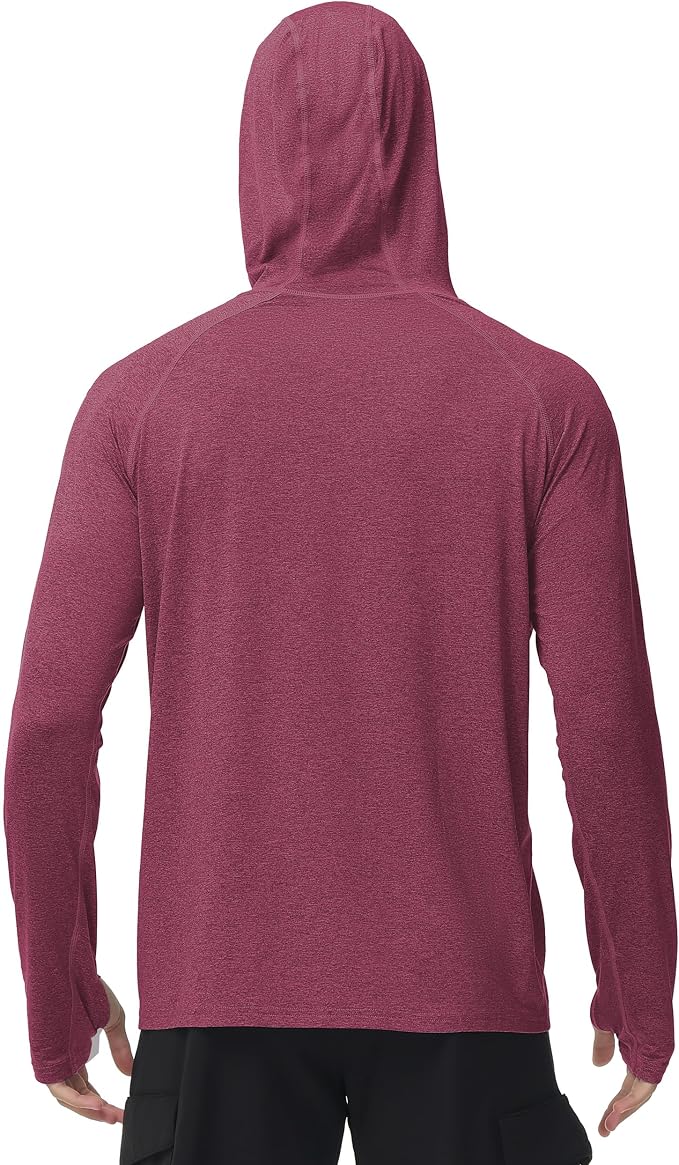 Roadbox Mens UPF 50+ Fishing Shirts, Long Sleeve UV Sun Hoodie, Hiking Running Swim Athletic Workout Shirt
