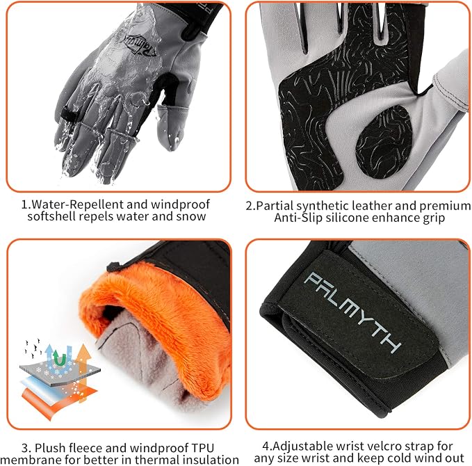 Palmyth Flexible Fishing Gloves Warm for Men and Women Cold Weather Insulated Water Repellent Great for Ice Fishing Fly Fishing Photography Motorcycling Running Shooting Hiking