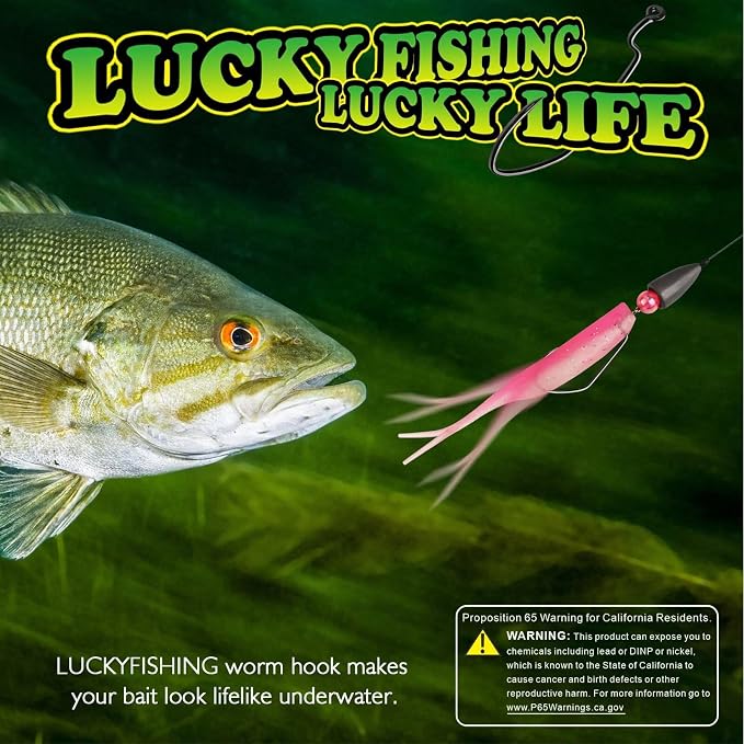 LUCKYFISHING EWG Hooks Worm Hooks for Bass Fishing 50PCS Offset Texas Rig for Freshwater Saltwater Size 1 1/0 2/0 3/0 4/0 5/0