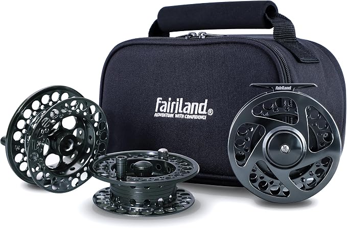 TURMAX MK2 Fly Fishing Reel Combo, CNC Aluminum Large Arbor Fly Reel with 2 Extra Spools and Storage Case, Sealed Carbon Drag, Left/Right Retrieve, 5/6 and 7/8 Line Weight Options