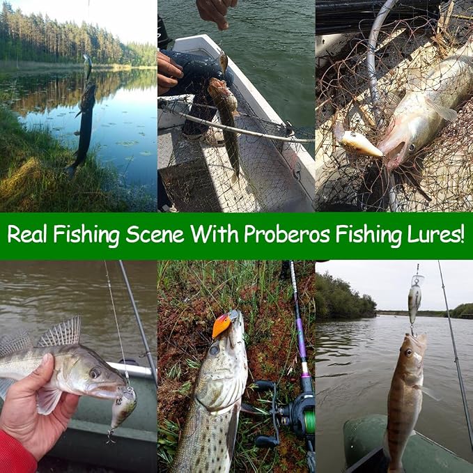 PROBEROS Crankbaits Set Fishing Lure Hard Baits Swimbaits Boat Ocean Topwater Lures Kit Fishing Tackle Hard Baits Set for Trout Bass Perch Fishing Topwater Lures Set