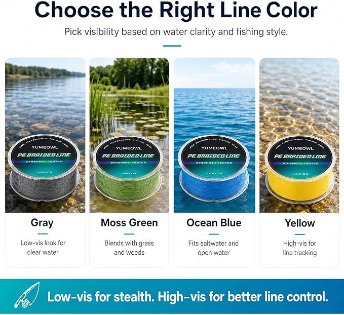 Thinner Braided Fishing Line, Ultra-Strong Abrasion Resistant Zero Stretch Braided Line, 4&8 Strand