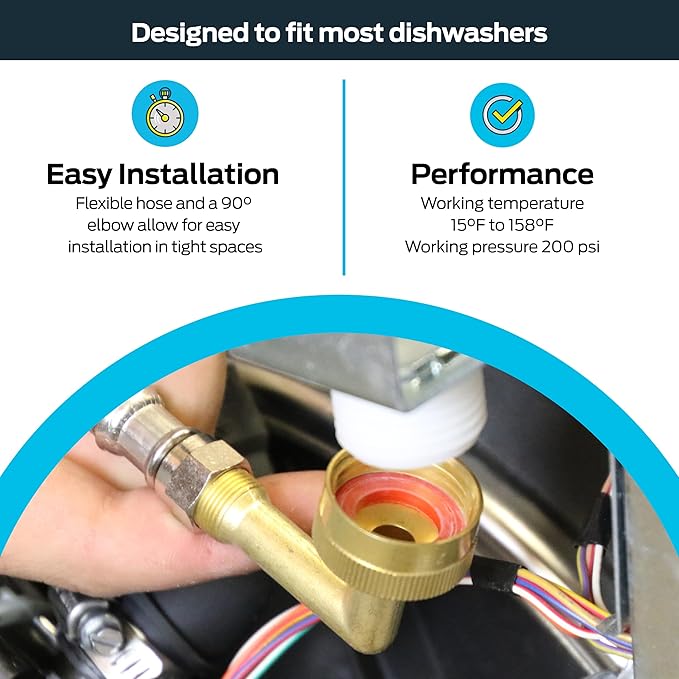 Eastman 6 Ft. Dishwasher Installation Kit, Braided Stainless Steel Supply Line with 3/8 Inch Compression Ends, 41045