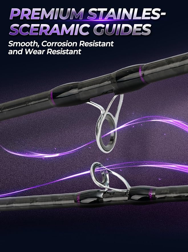 Jenseits Carbon Fiber Fishing Rod Series (6-12 Ft), Spinning & Casting Rods with Stainless Steel Ceramic Guides, Fast Action Fishing Pole for Bass, Trout, Walleye & Surf Fishing