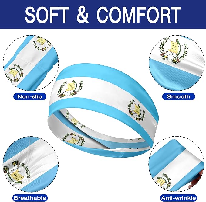 Flag Headbands for Men Women, Moisture Wicking Sweatband Breathable Sports Headwrap, Non-Slip Stretchy Fitness Hair Band