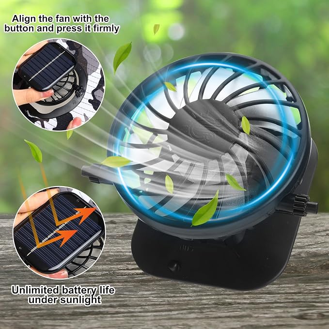 Berlune Sun Hat with 2 Solar Fan Wide Brim Fishing Bucket Hat USB & Solar for Men Women UPF 50+ Cooling for Fishing Beach
