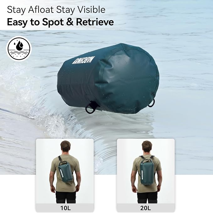 MARCHWAY Floating Waterproof Dry Bag Backpack 5L/10L/20L/30L/40L, Roll Top Sack Keeps Gear Dry for Kayaking, Rafting, Boating, Swimming, Camping, Hiking, Beach, Fishing