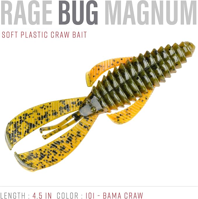 Strike King Rage Bug Fishing Lure, Soft Plastic Grub, Unique Design, Subtle Action