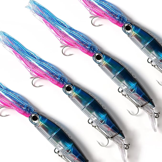 Wondersee Squid Fishing Bait Soft Hard Lures Kit Swimbait Crankbait Jig Simulation Weighted Holographic 4 PCS