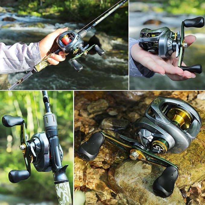 Sougayilang SY-200 Baitcasting Fishing Reel,11+1 Double Shielded Stainless Steel BB, 7 Button Magnetic Brakes, 7.6:1 Gear Ratio, 17.64 lbs of Smooth Drag