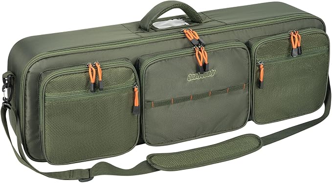 QualyQualy Fly Fishing Rod Travel Case, Heavy-Duty Fly Rod Bag Padded Protection & Portable Travel Fishing Rod Case with Shoulder Strap