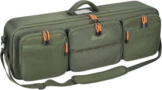 QualyQualy Fly Fishing Rod Travel Case, Heavy-Duty Fly Rod Bag Padded Protection & Portable Travel Fishing Rod Case with Shoulder Strap