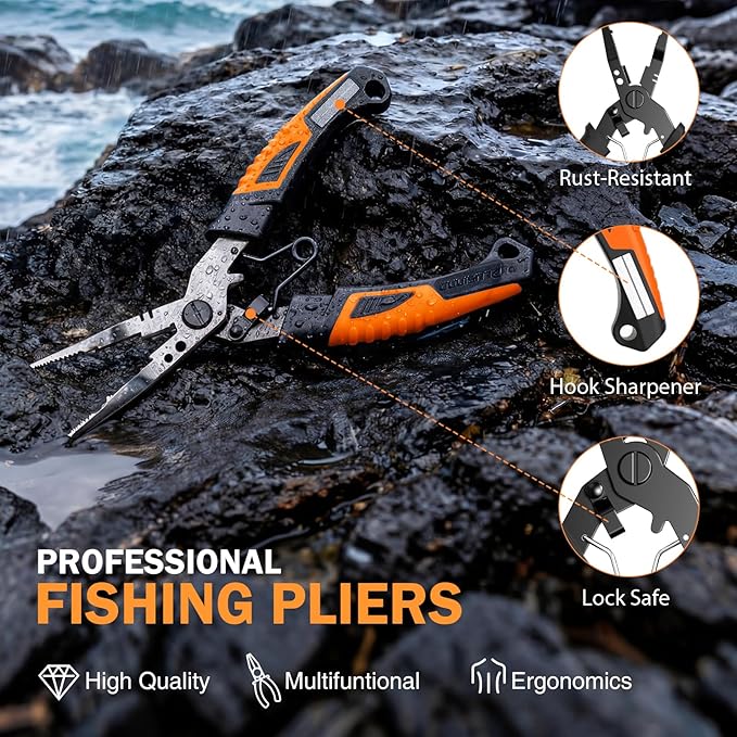 PLUSINNO Fishing Gear Fishing Backpack with Tackle Box, Waterproof tackle Backpack with Rod Holders, Lures, Tools, Pliers & Accessories, Fish Gifts for Men