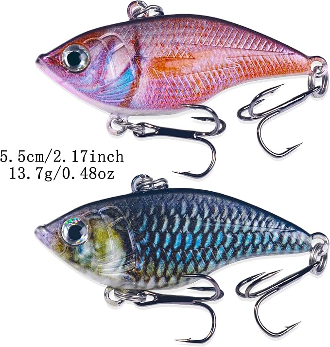 Lipless Crankbait, Rattle Trap Fishing Lures for Freshwater Saltwater, Lipless Crankbaits for Bass Fishing Lure Set for Bass Trout Walleye Redfish Pike, 5pcs with Box