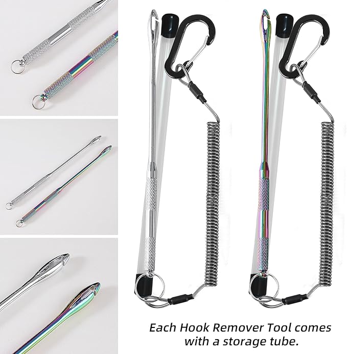 HONGYAN Fish Hook Remover Tool - 2 Pack Fishing Dehooker with Retractable Lanyard, Quick Release Descending Device for Saltwater Freshwater Fishing