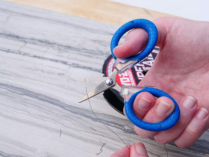 Cuda 3-Inch Titanium-Bonded Micro Fishing Scissors for Mono, Fluorocarbon & Braided Line with Dual Serrated Edges (18826), Blue (Pack of 2)