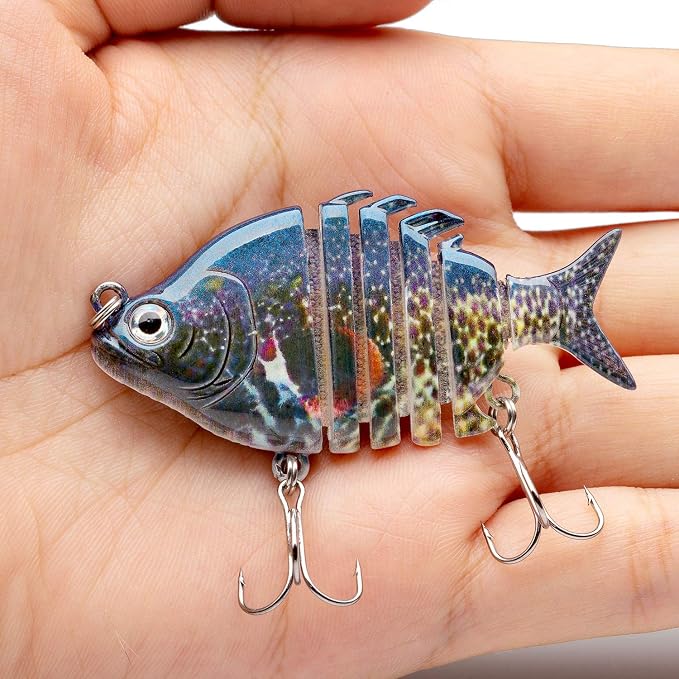 Bassdash SwimPanfish 0.34oz Hard Swimbaits Multi Jointed Topwater Trout Bass Fishing Crank Lure for Freshwater and Saltwater